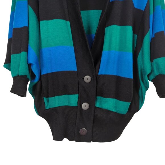 Vintage Felicity Barbara Lesser Women's Size S Stripe Batwing Cardigan Sweater - Picture 5 of 16